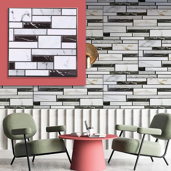 3D marmuro išvaizdos sienų lipdukai (10 vnt./0,9 m²) | MARBLEBLOCKS