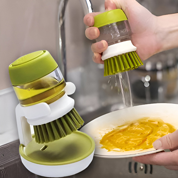 Valymo šepetys su dozatoriumi ir stovu | BRUSKICA