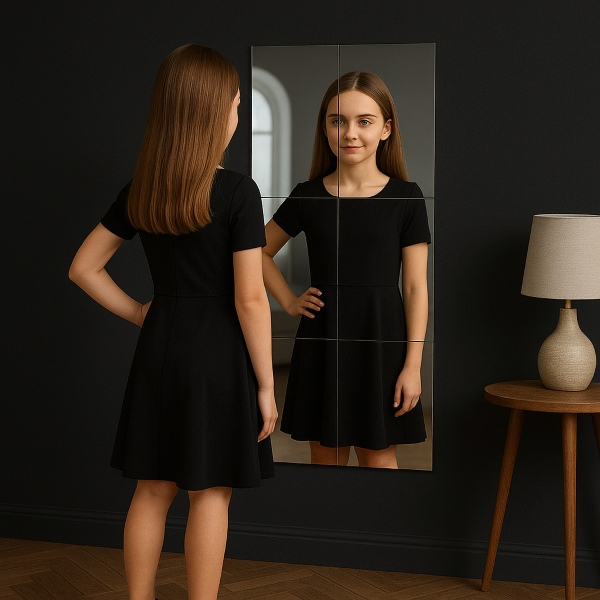 Lipnūs veidrodžiai su HD aiškumu (4 vnt., 30x30 cm) | MIRRAZE