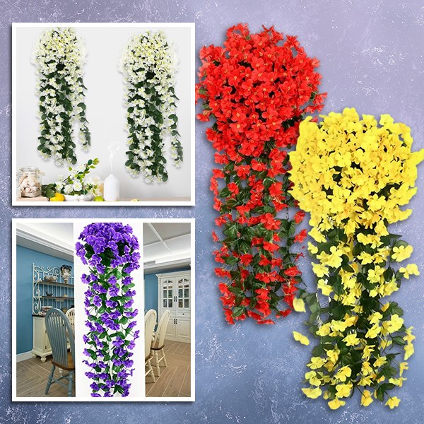 Tikroviška dirbtinių kabančių gėlių puokštė | HANGROSE