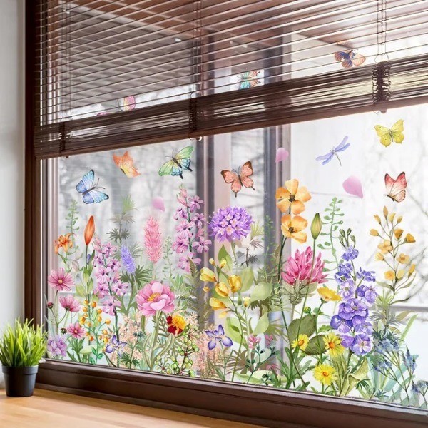 Ryškus gėlių tematikos lango lipdukas | FLORASTIK